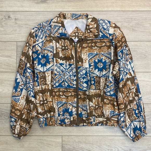 Vintage Aztec Silk Bomber‎ Jacket - Picture 1 of 16